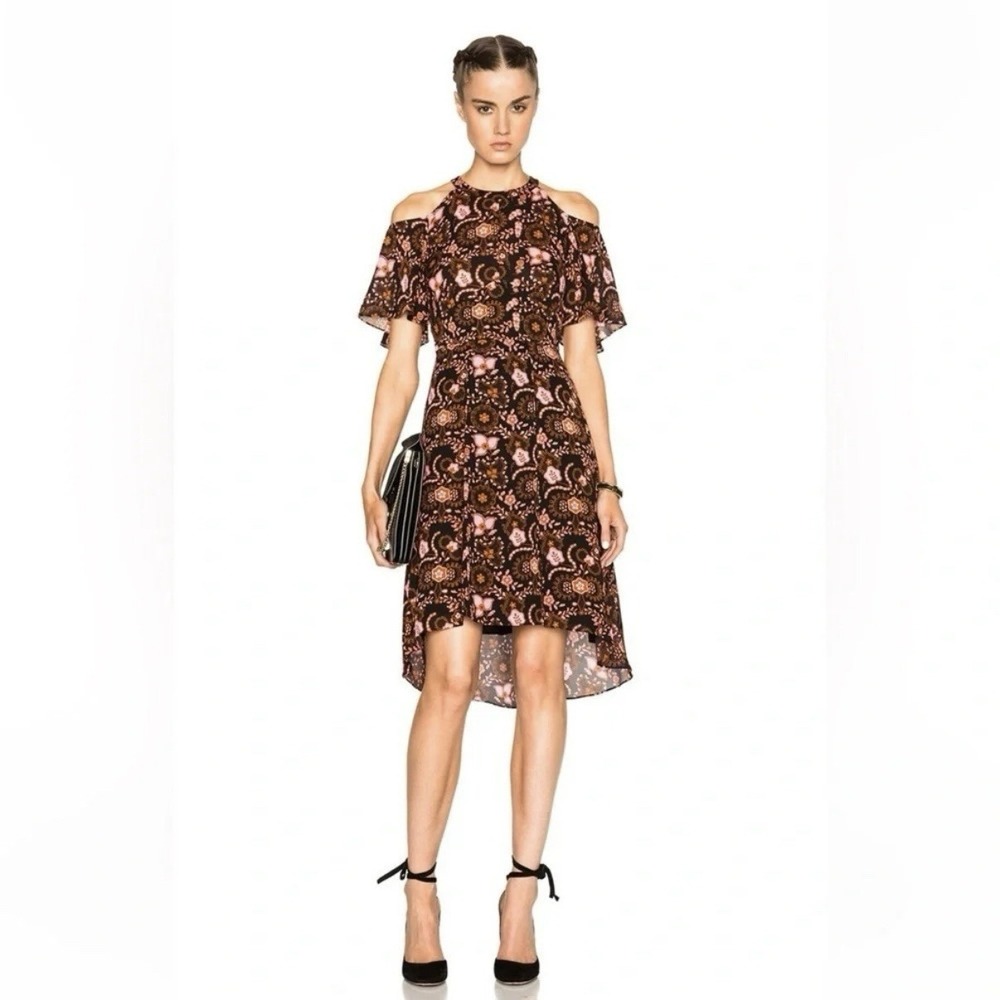 A.L.C. Emile Dress Womens 6 Silk Black Henna Pink Quiet Luxury Feminine Party
